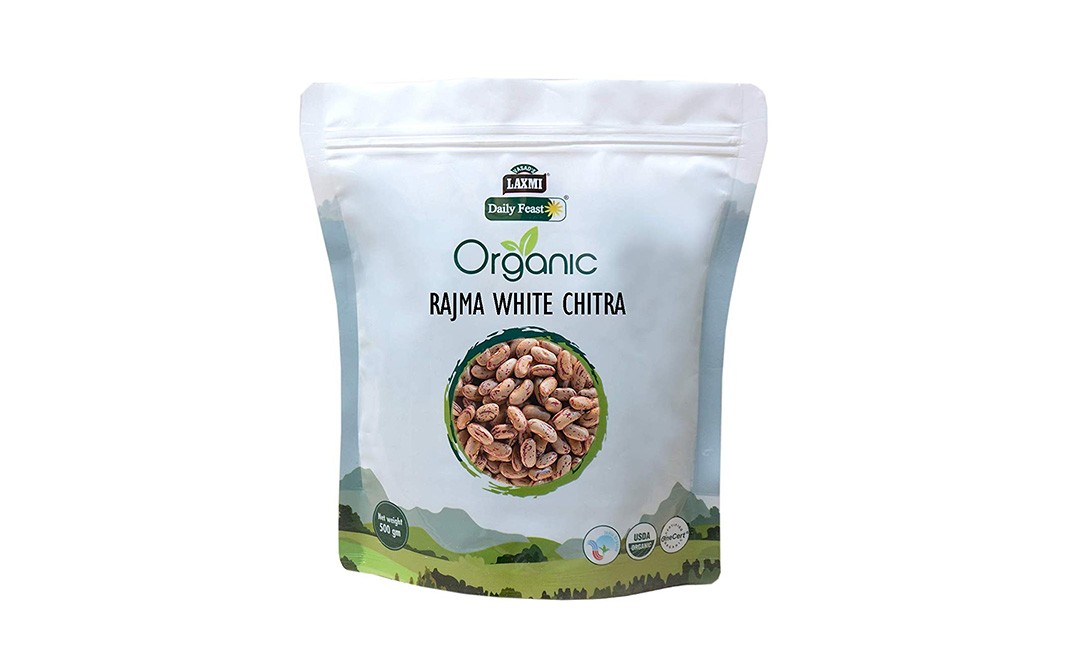 Laxmi Daily Feast Organic Rajma White Chitra    Pack  500 grams
